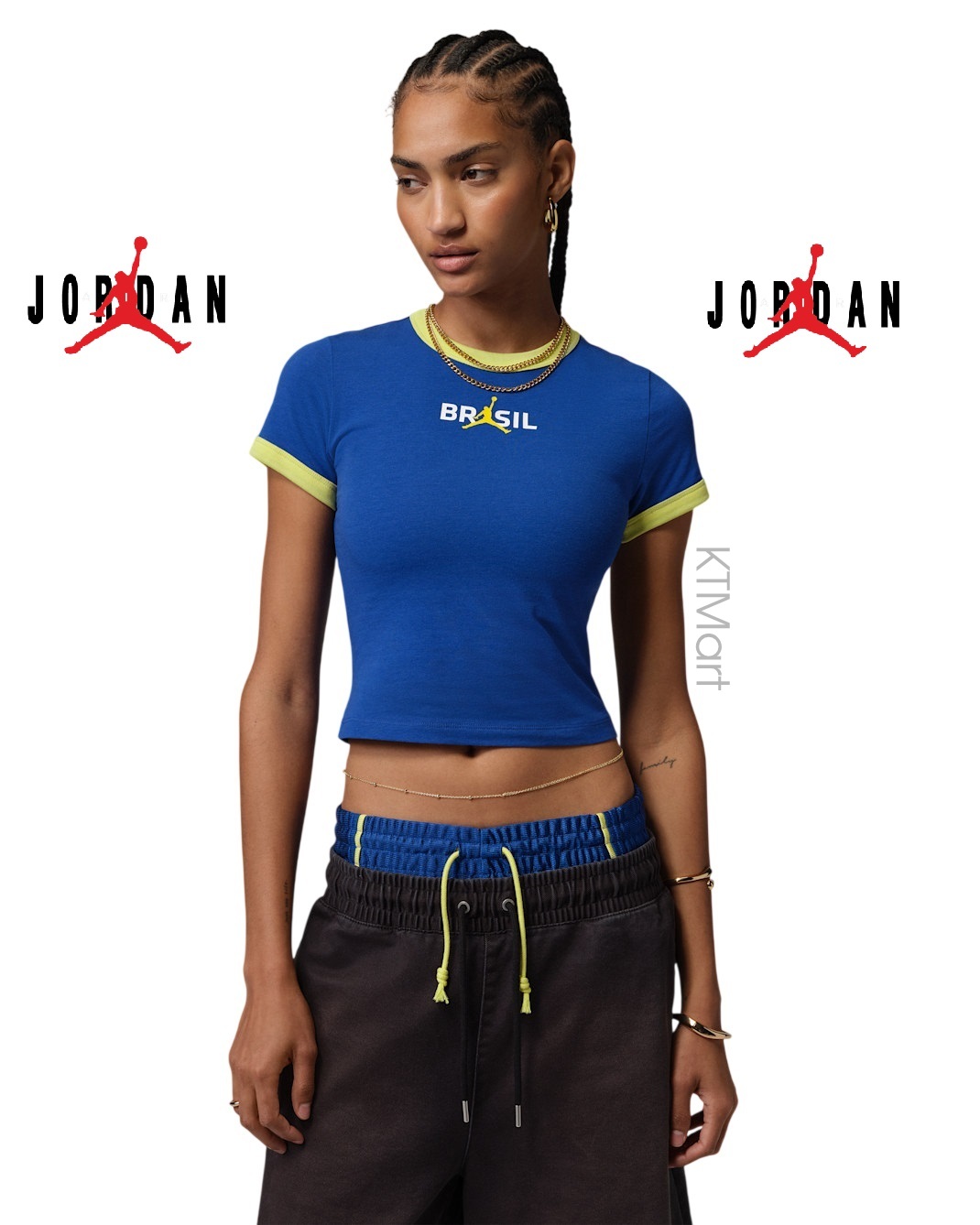 Nike Jordan Women's Graphic Brazil Crew-Neck Top IF3926 size S