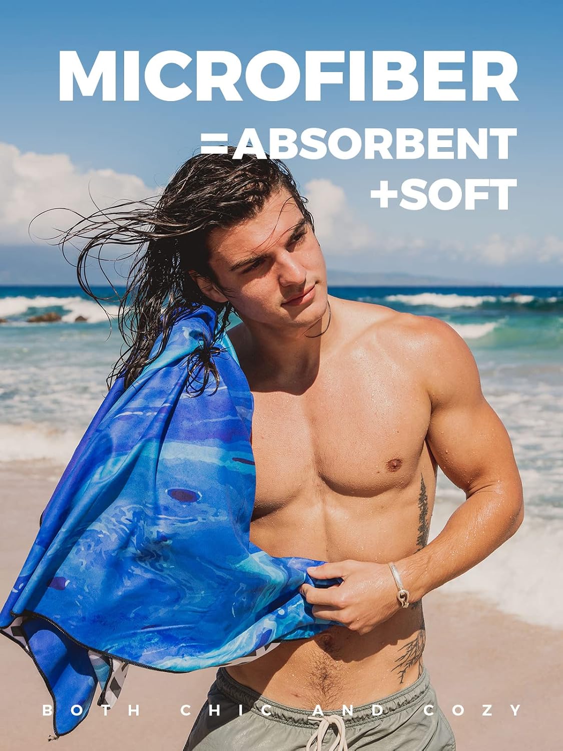 OCOOPA Blue Quicksand Microfibre Beach Towel ktmart 2.jpg