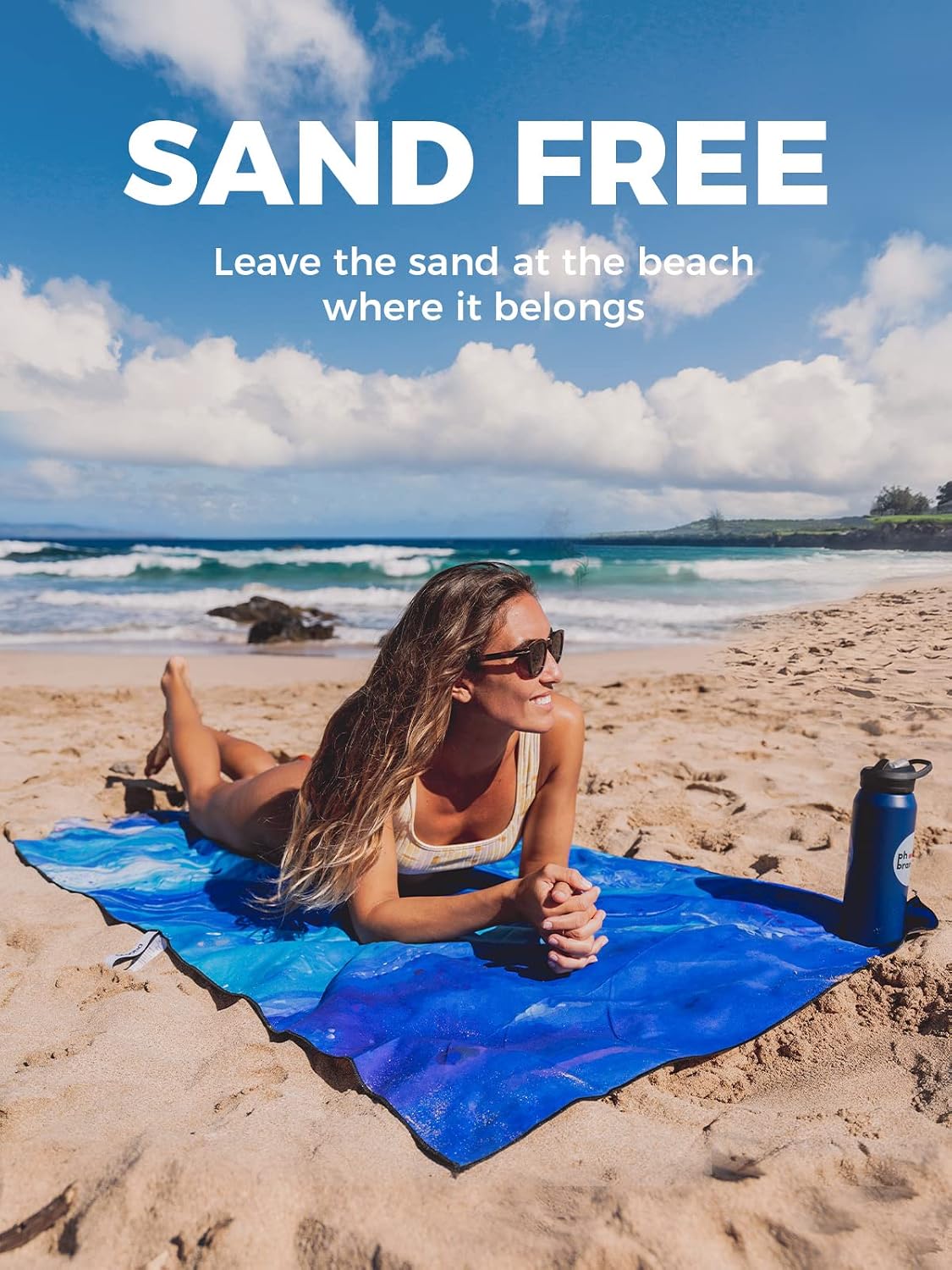 OCOOPA Blue Quicksand Microfibre Beach Towel ktmart 3.jpg
