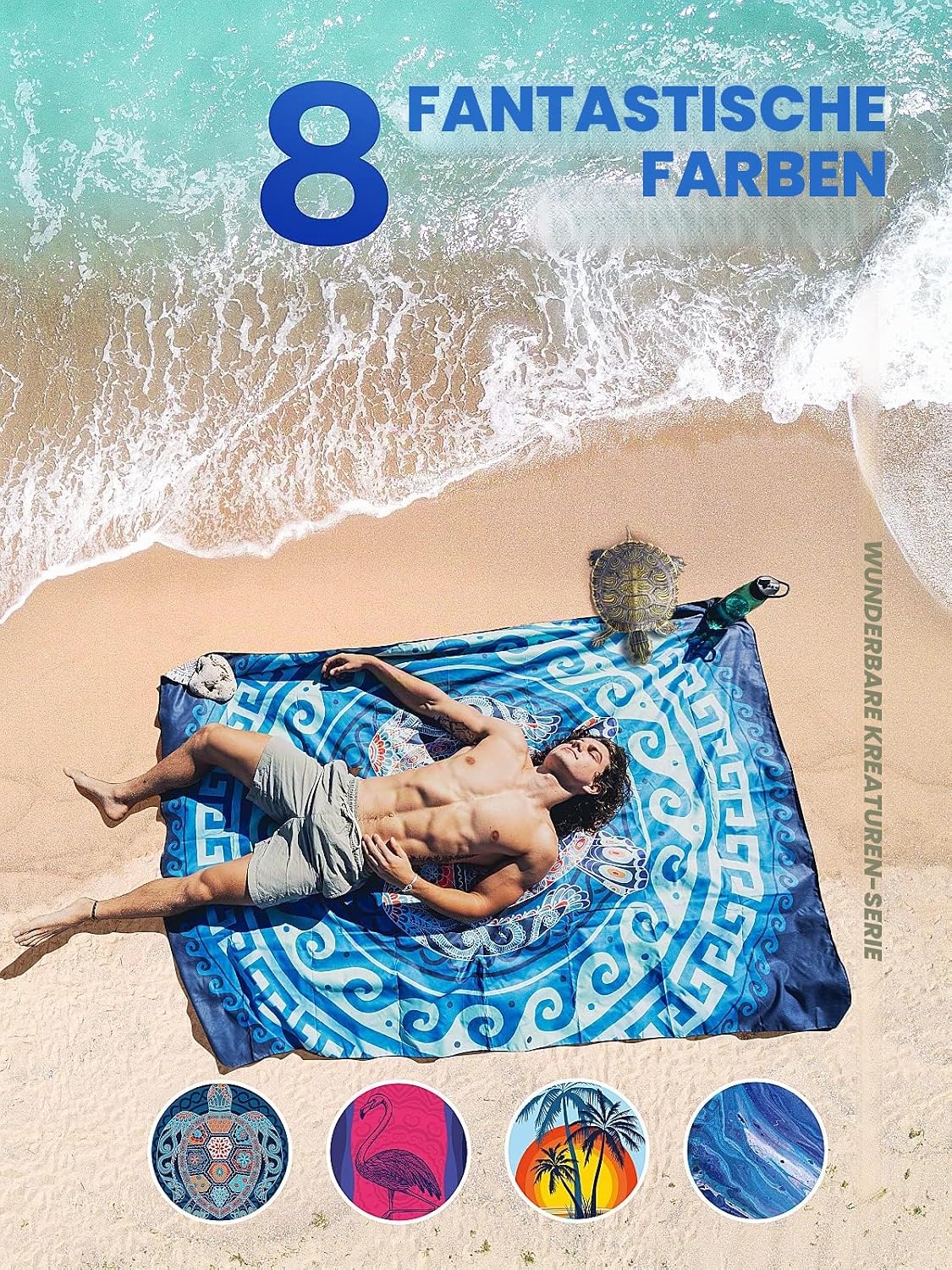 OCOOPA Blue Turtle Microfibre Beach Towel ktmart 1.jpg