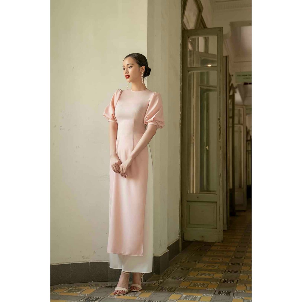 ÁO DÀI LỤA TRUYỀN THỐNG CỔ TRÒN MS02