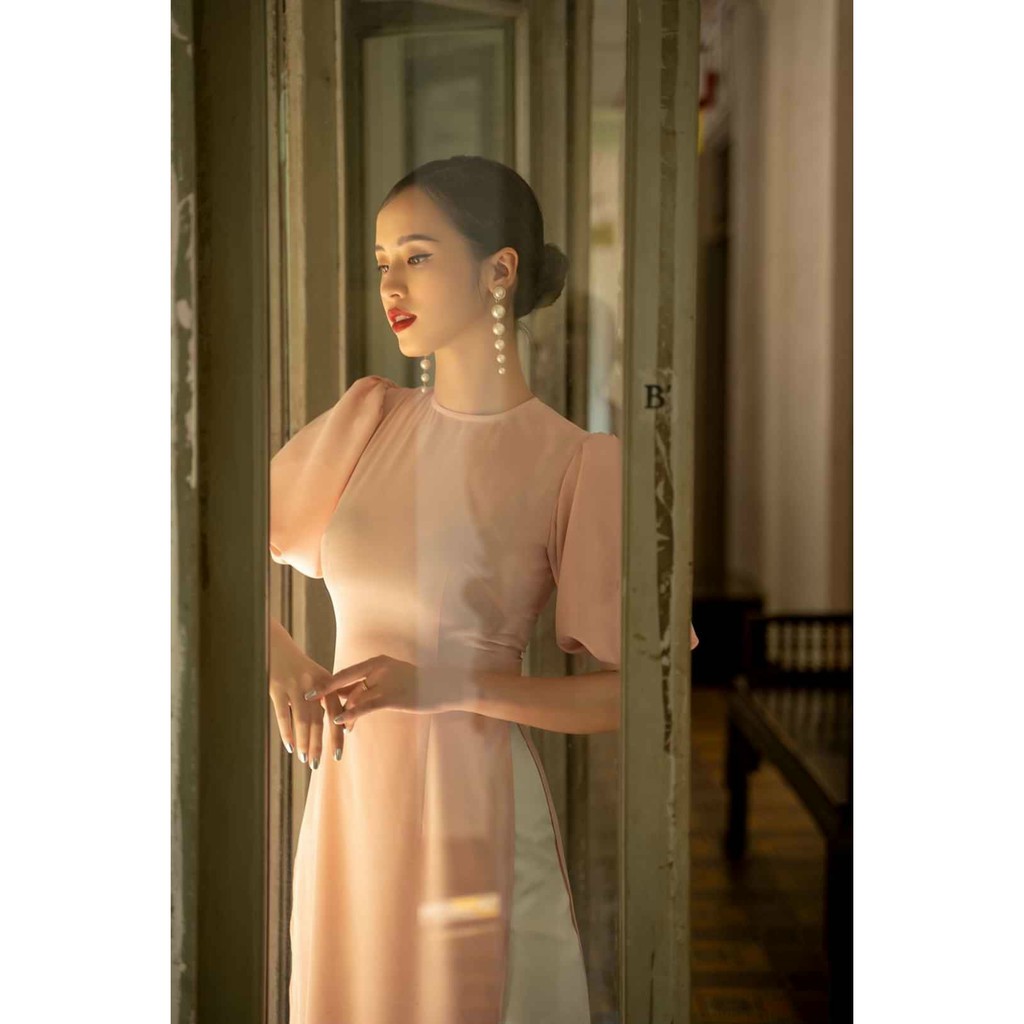 ÁO DÀI LỤA TRUYỀN THỐNG CỔ TRÒN MS02