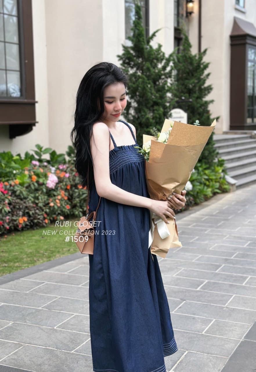 Chân Váy Dáng Suông Nữ Jean Dài Kèm Dây | FM Style
