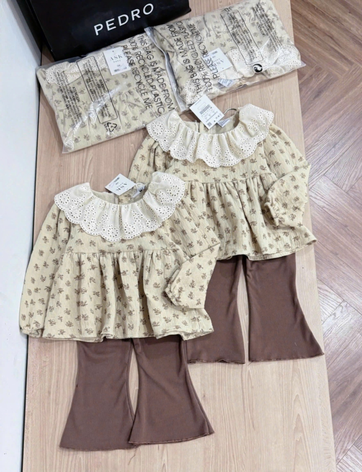 Xả kho_ Set áo đũi babydoll hoa nhí quần loe