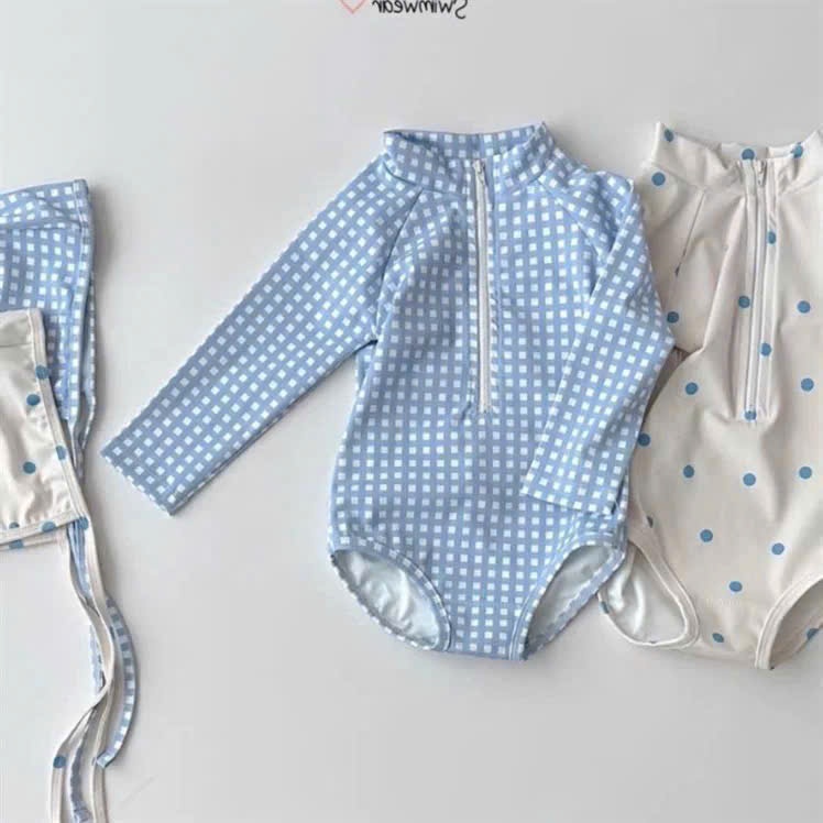 BỘ BIKINI KẺ CARO XANH CHO BÉ