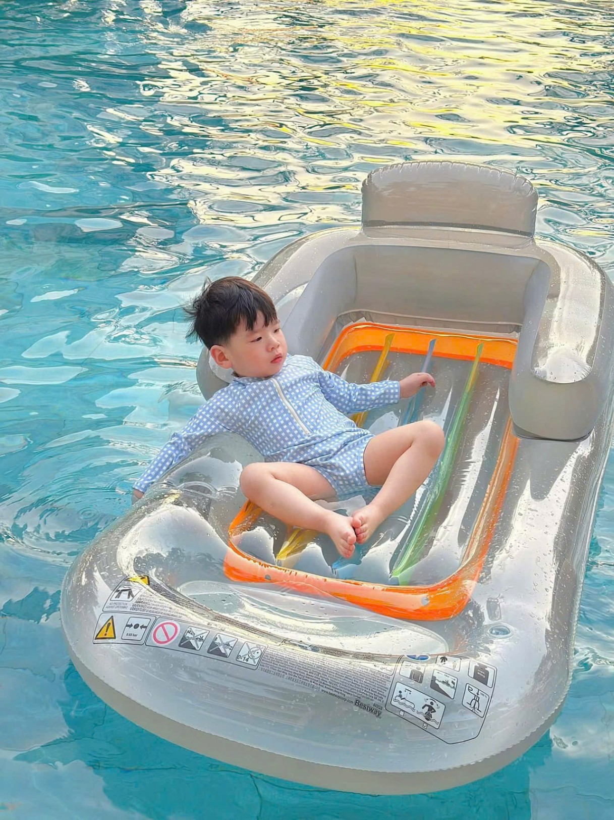 BỘ BIKINI KẺ CARO XANH CHO BÉ