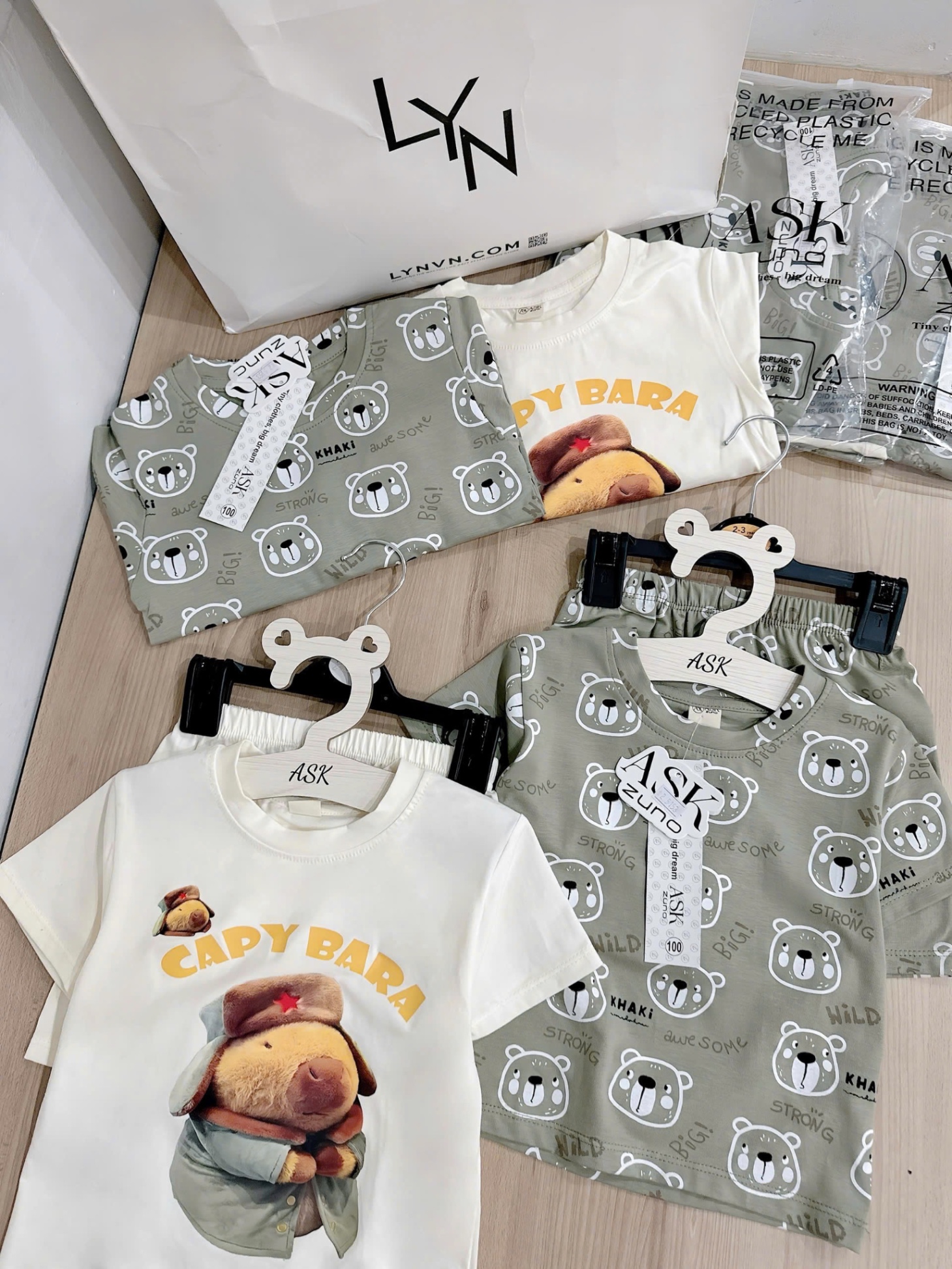 SET 2 BỘ COTTON CỘC CAPY BARA TONE XANH BƠ