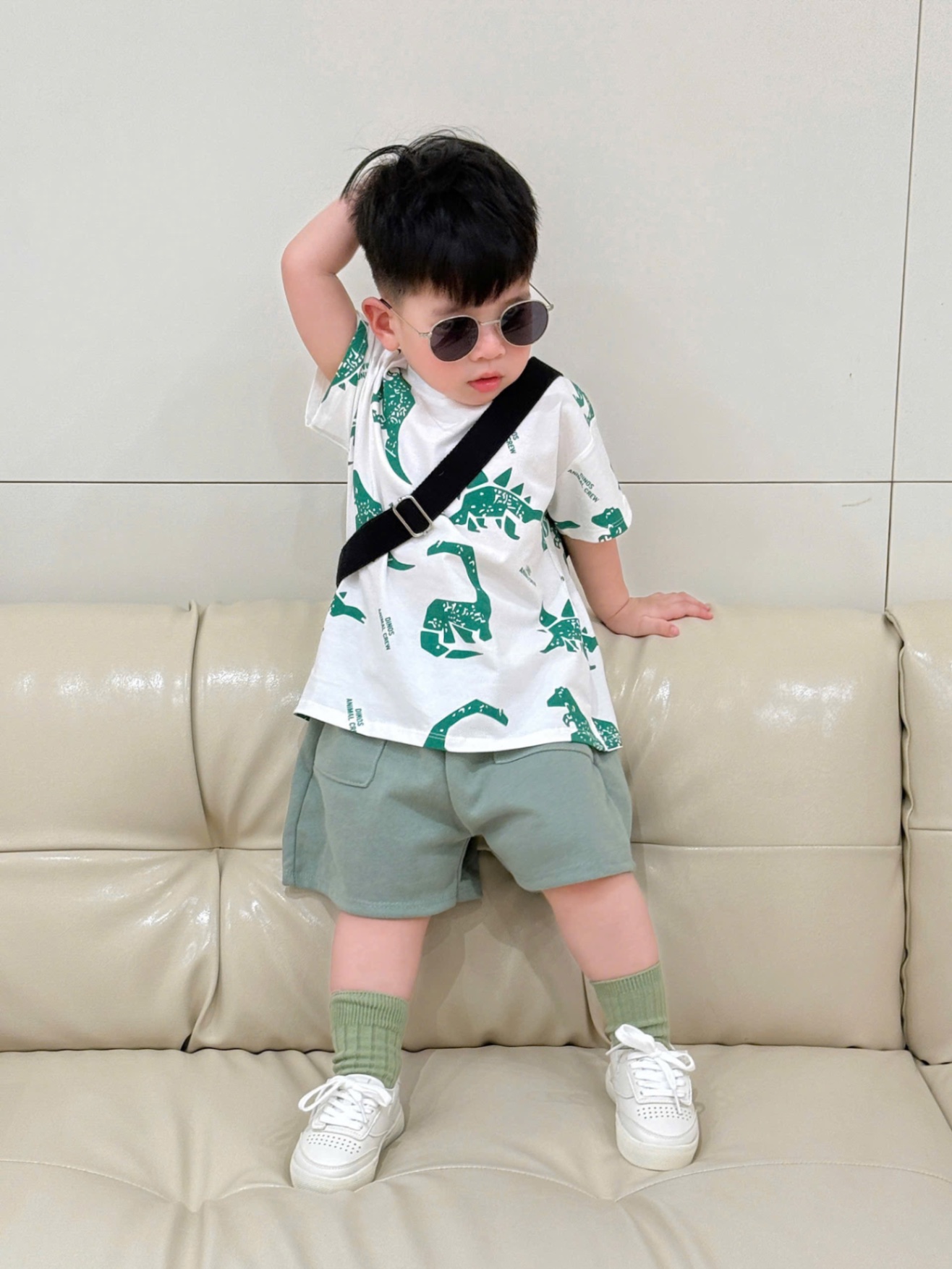 BỘ TRẮNG KHỦNG LONG XANH LÁ