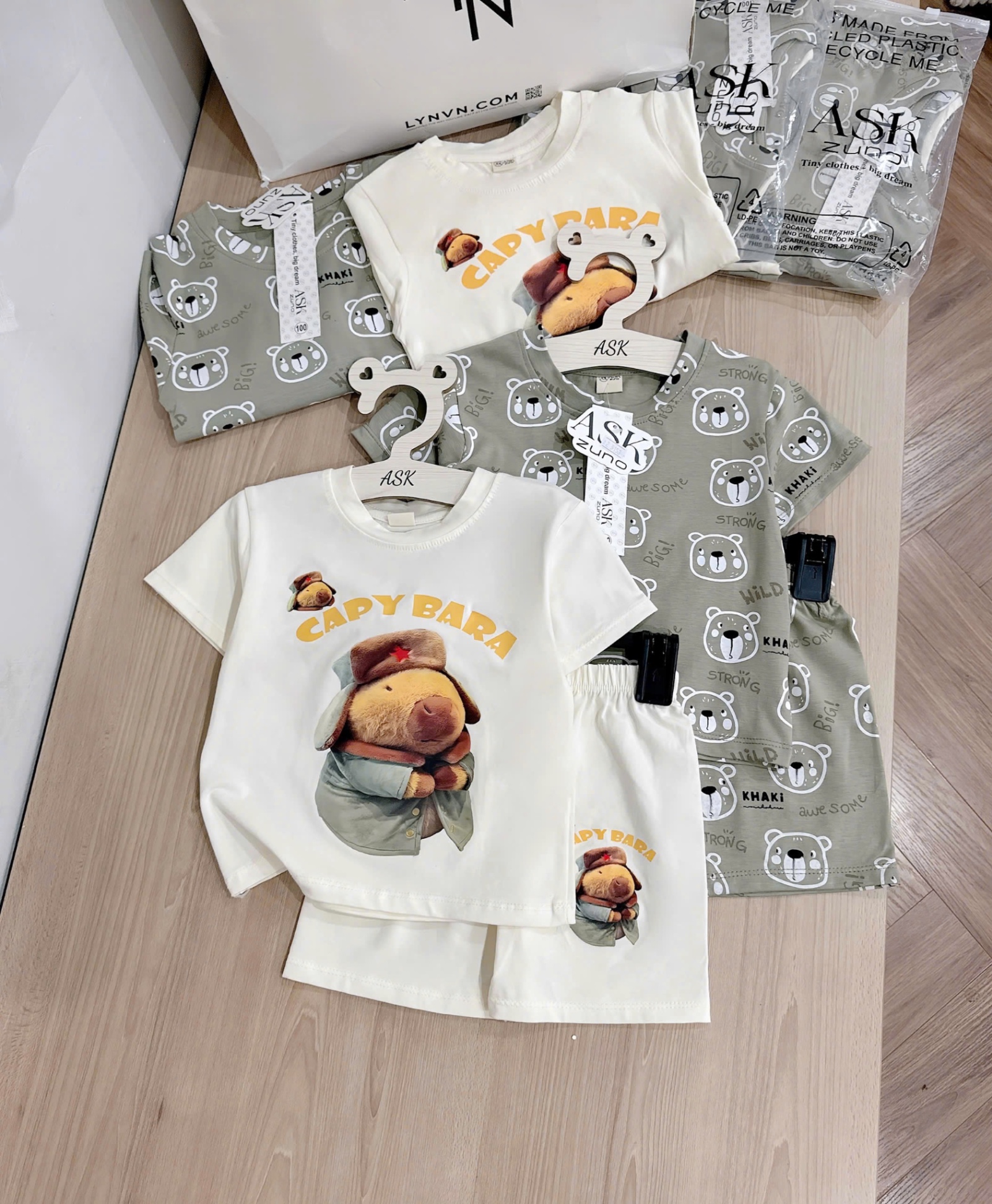 SET 2 BỘ COTTON CỘC CAPY BARA TONE XANH BƠ