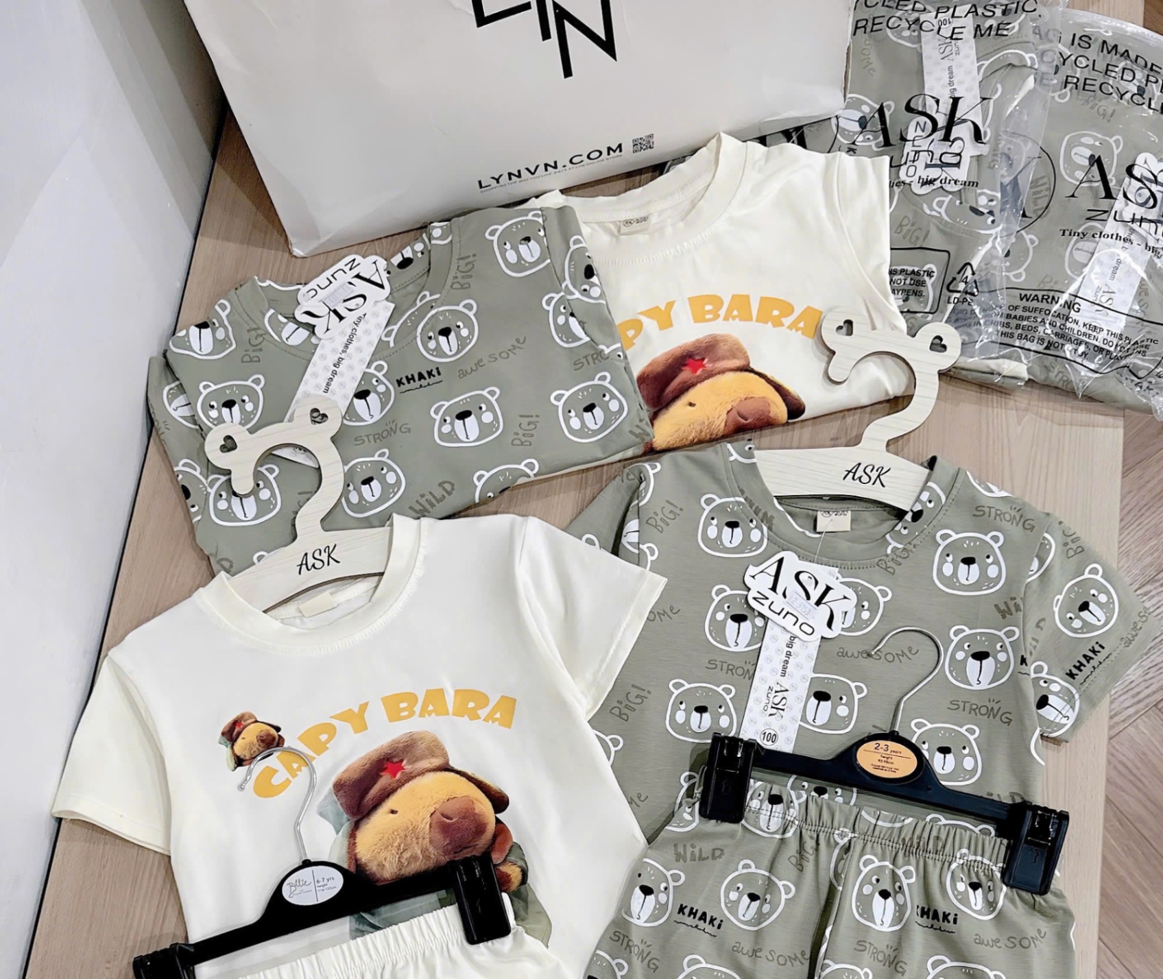 SET 2 BỘ COTTON CỘC CAPY BARA TONE XANH BƠ