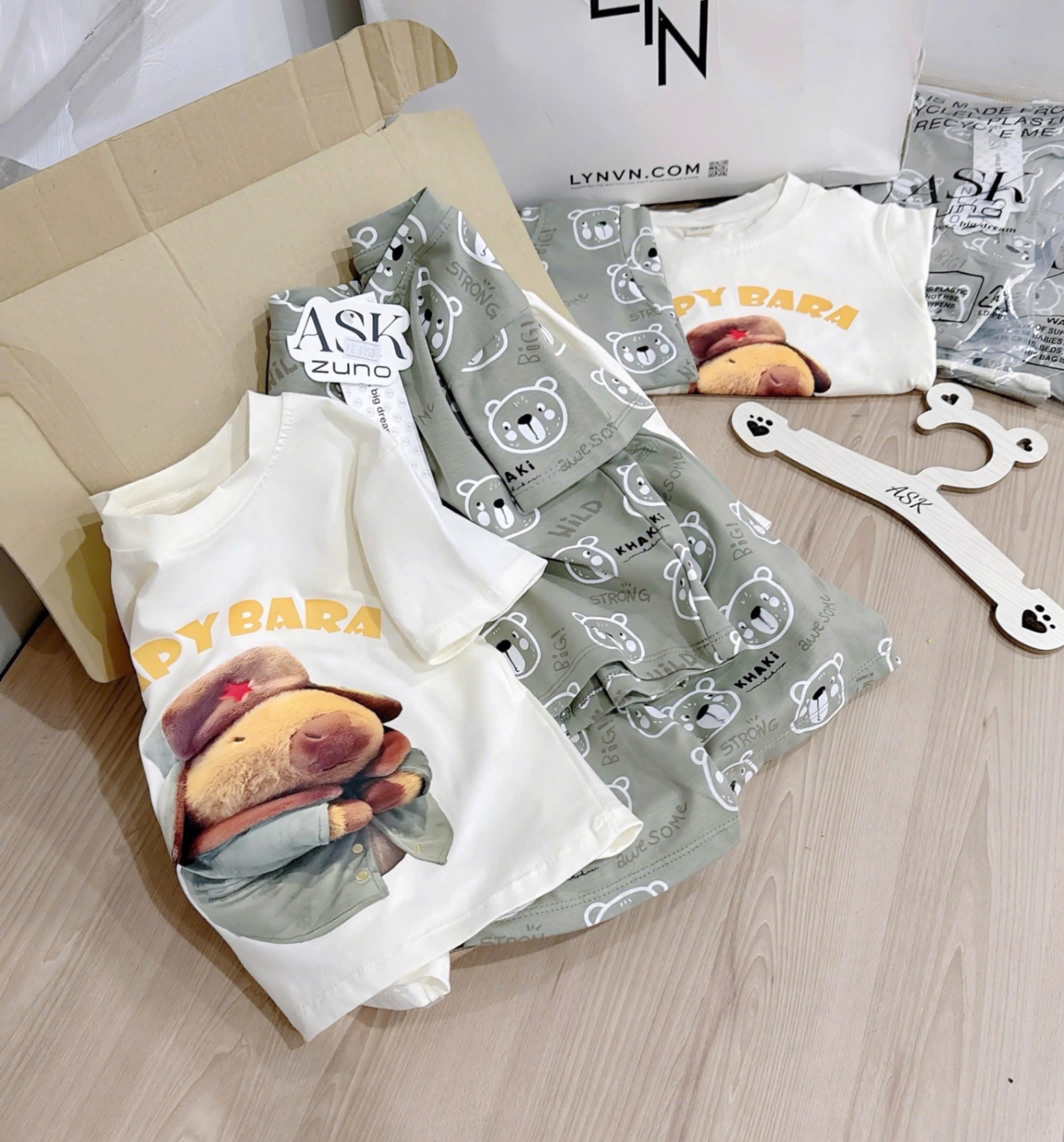 SET 2 BỘ COTTON CỘC CAPY BARA TONE XANH BƠ
