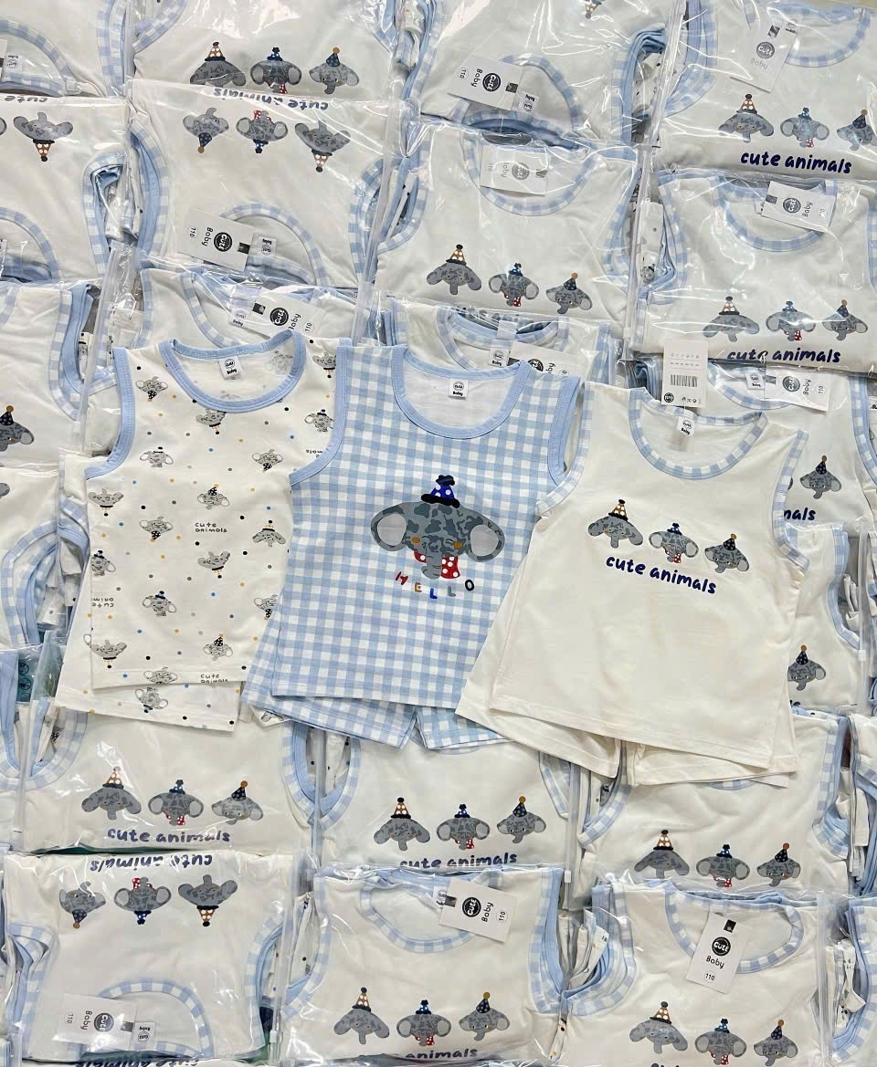 SET 3 BỘ BA LỖ GẤU VOI TONE XANH BÉ TRAI