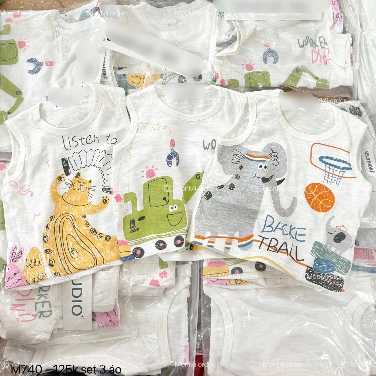 SET 3 ÁO BA LỖ CHẤT XƯỚC HOẠT HÌNH CHO BÉ