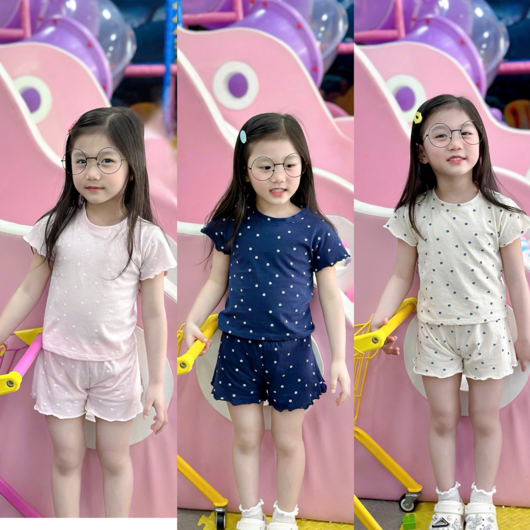 SET 3 BỘ BÉ GÁI GEORGE CHẤM BI BÉ GÁI