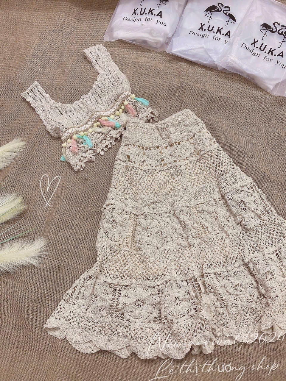 SET REN BRA THỔ CẨM CHÂN VÁY MAXI