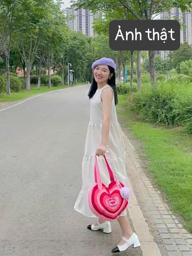 VÁY MAXI CỔ YẾM BABYDOLL TRẮNG KEM