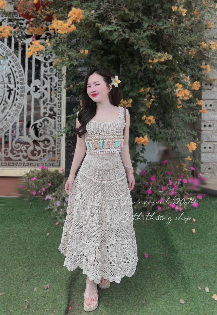 SET REN BRA THỔ CẨM CHÂN VÁY MAXI