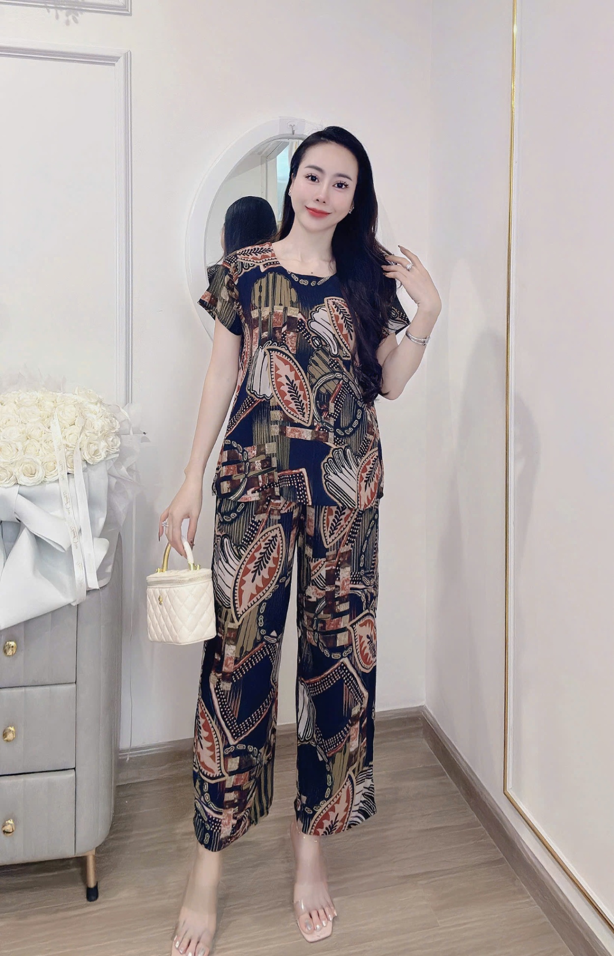 BỘ LANH LỤA HÀN CHÂU QUẦN DÀI