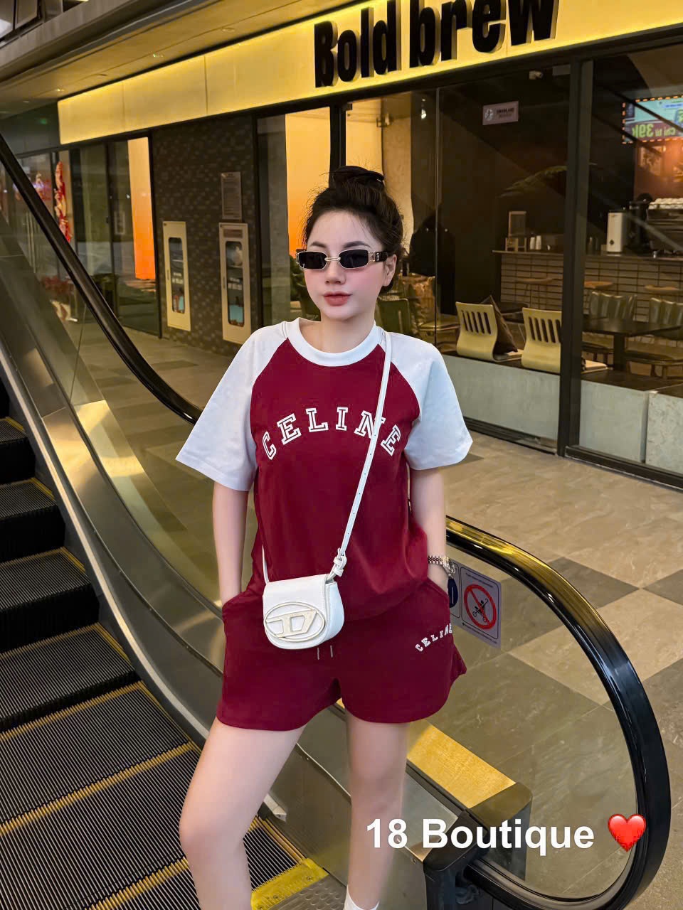 BỘ ĐŨI NỮ CELIN ĐỎ ĐEN PHỐI TAY