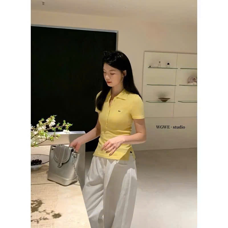 ÁO POLO NỮ VÀNG THÊU CÁ SẤU