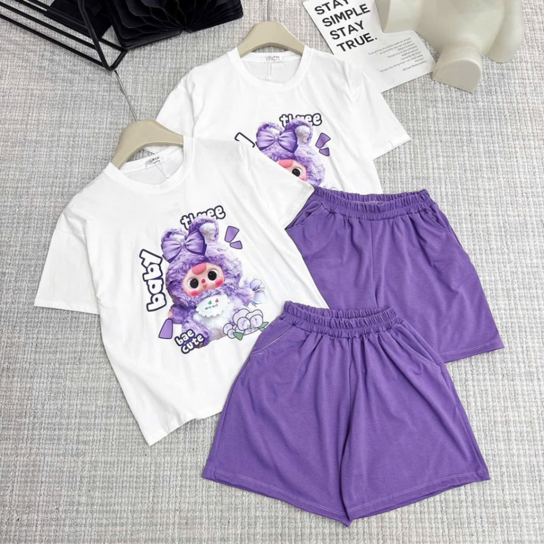 BỘ BABYTHREE TRẮNG QUẦN TÍM BG