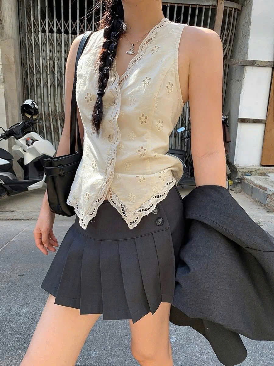 ÁO SƠ MI SÁT NÁCH HOA REN CORSET