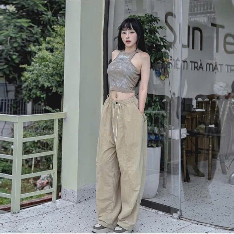 QUẦN GIÓ NHĂN HAREM 2 TÚI DÁNG THỤNG