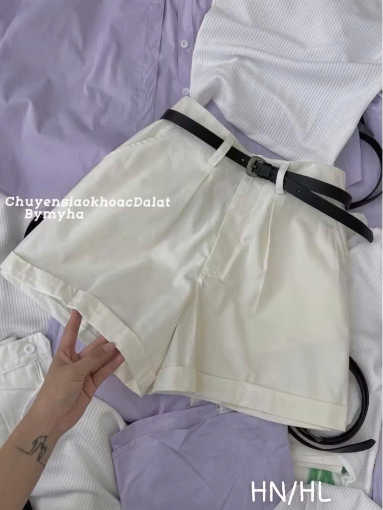 SET NỮ 3 CHI TIẾT TÍM ( sơ mi+ 2 dây+ sooc)
