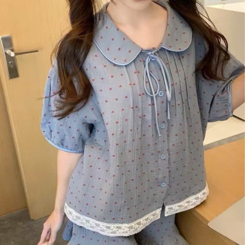 BỘ PZM XÔ MUSLIN CHẤM BI ĐỎ
