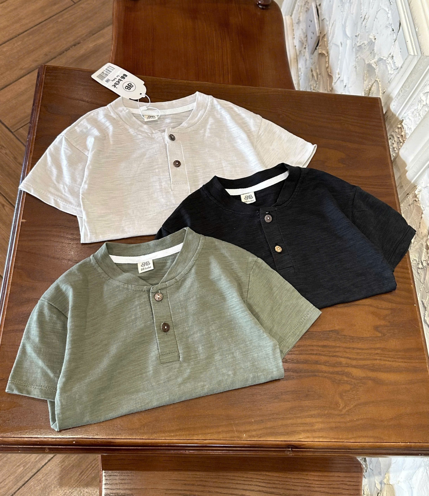 SET 3 ÁO COTTON XƯỚC CỔ TRỤ CÚC