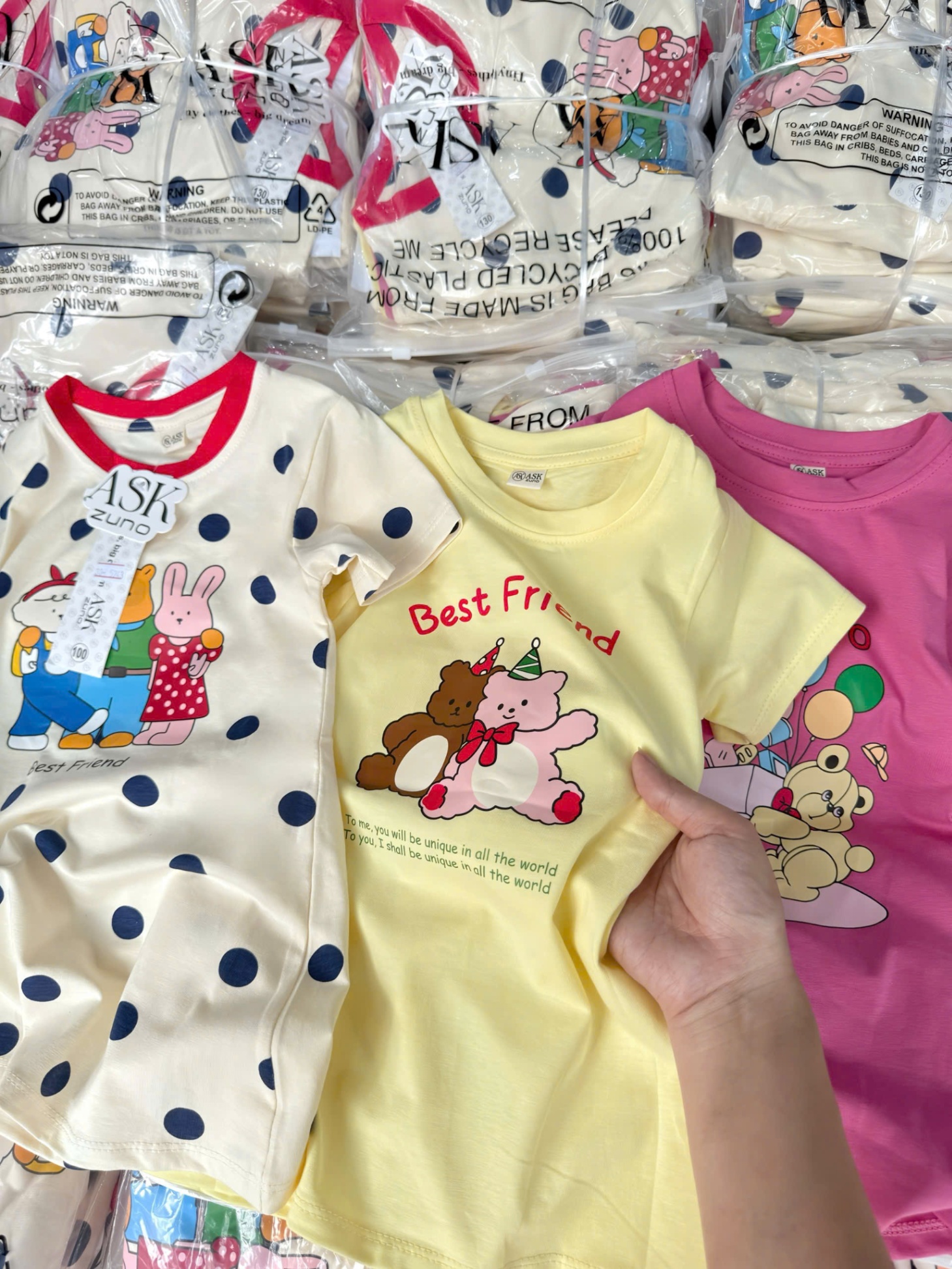 SET 3 VÁY COTTON GẤU KUTE CHO BÉ GÁI (90-130)