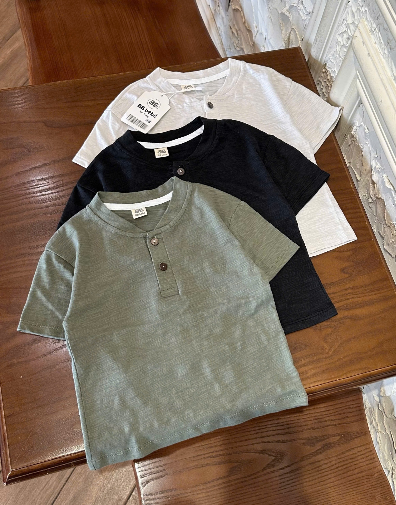 SET 3 ÁO COTTON XƯỚC CỔ TRỤ CÚC