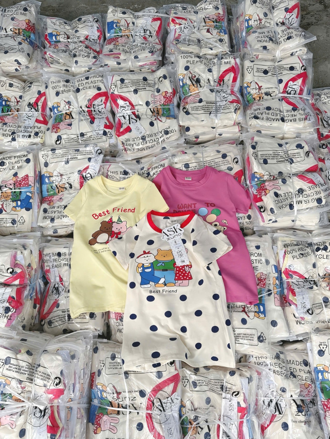 SET 3 VÁY COTTON GẤU KUTE CHO BÉ GÁI (140-160)