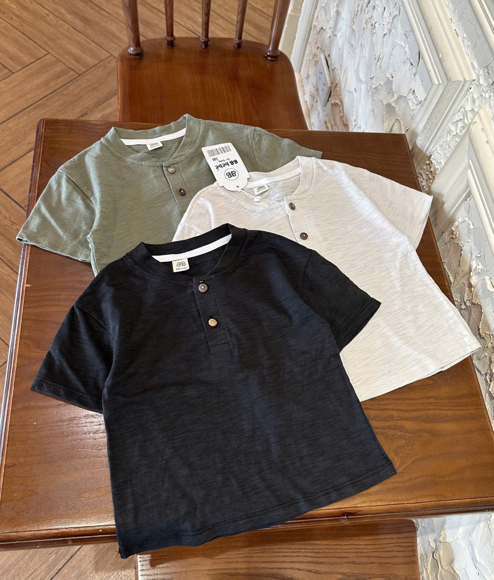 SET 3 ÁO COTTON XƯỚC CỔ TRỤ CÚC
