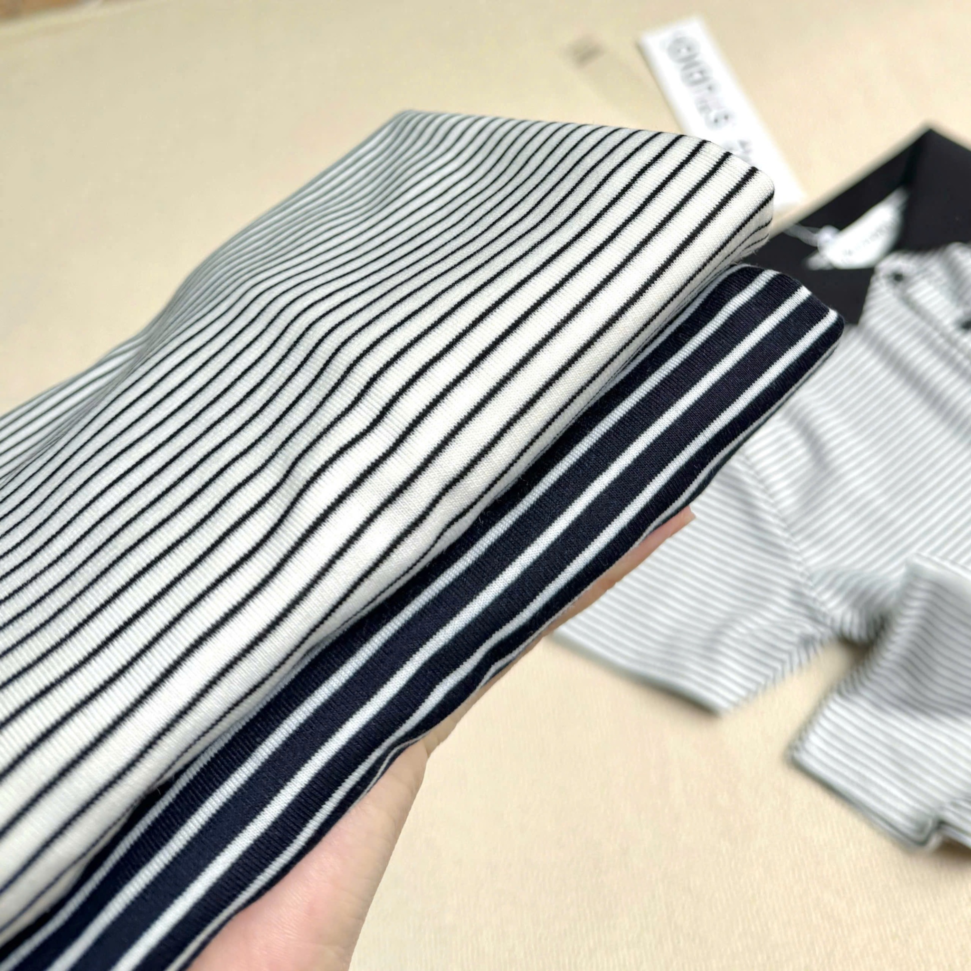 ÁO POLO ZIP KẺ 2 TONE MÀU