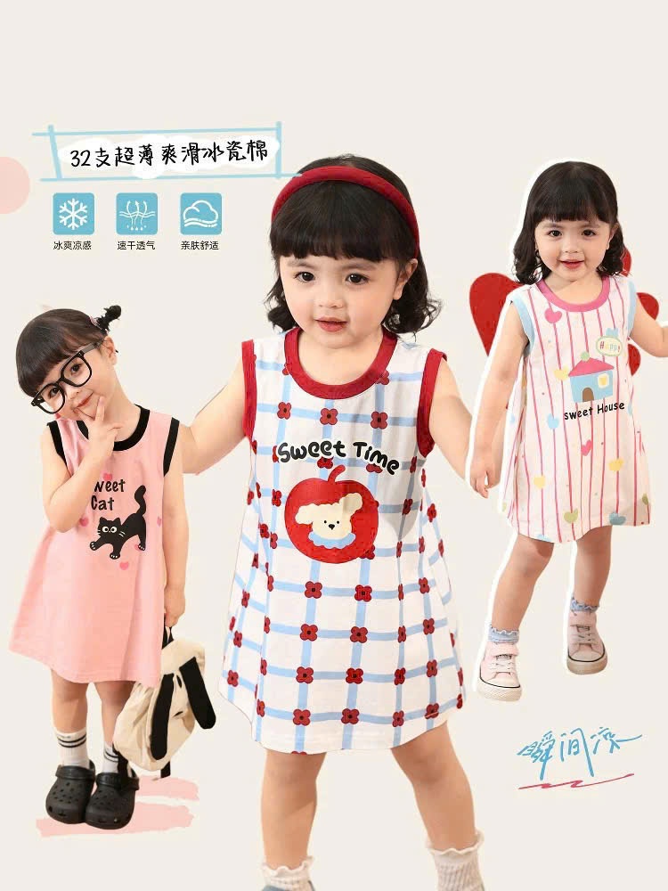 SET 3 VÁY COTTON SUÔNG SÁT NÁCH BÉ GÁI