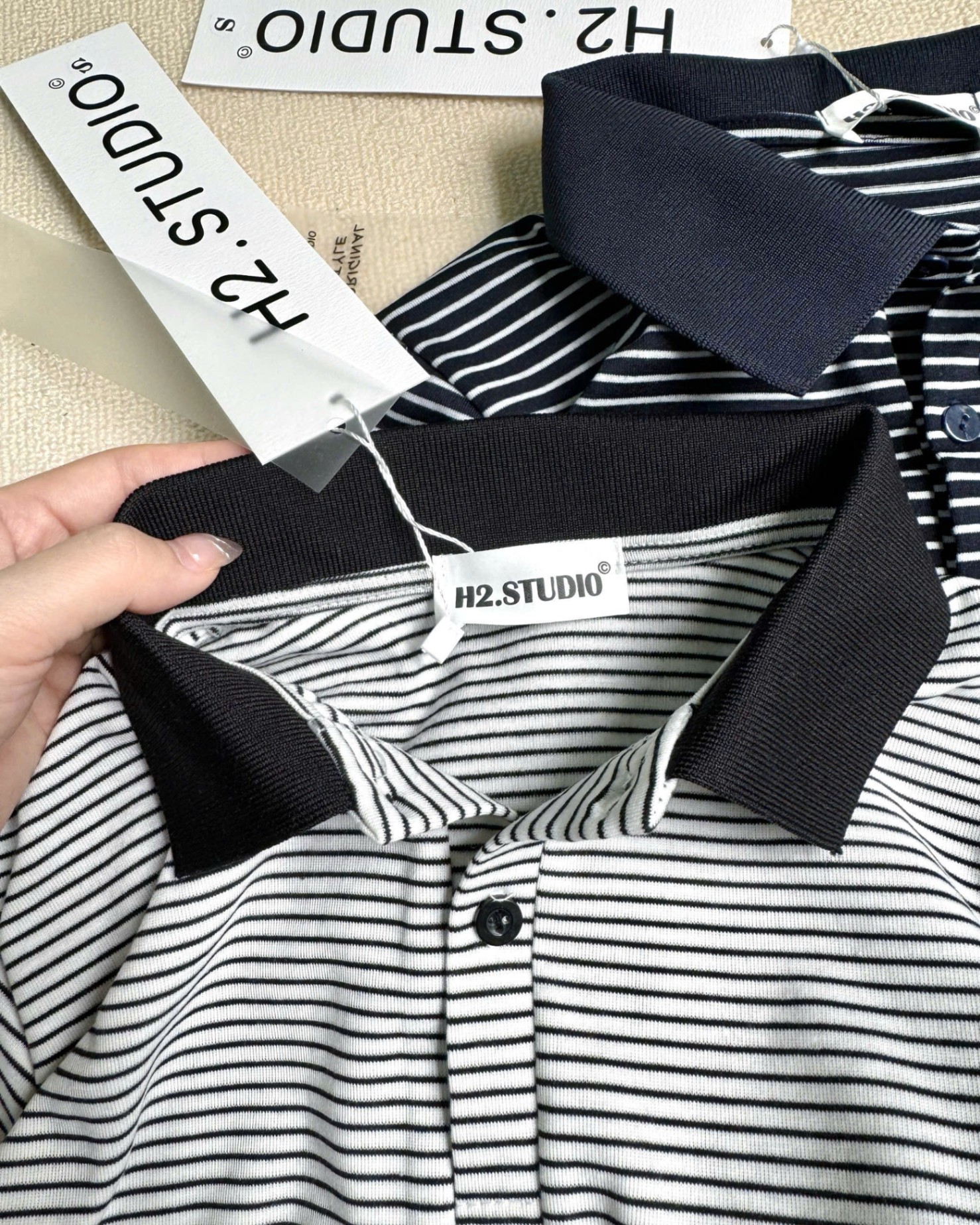 ÁO POLO ZIP KẺ 2 TONE MÀU