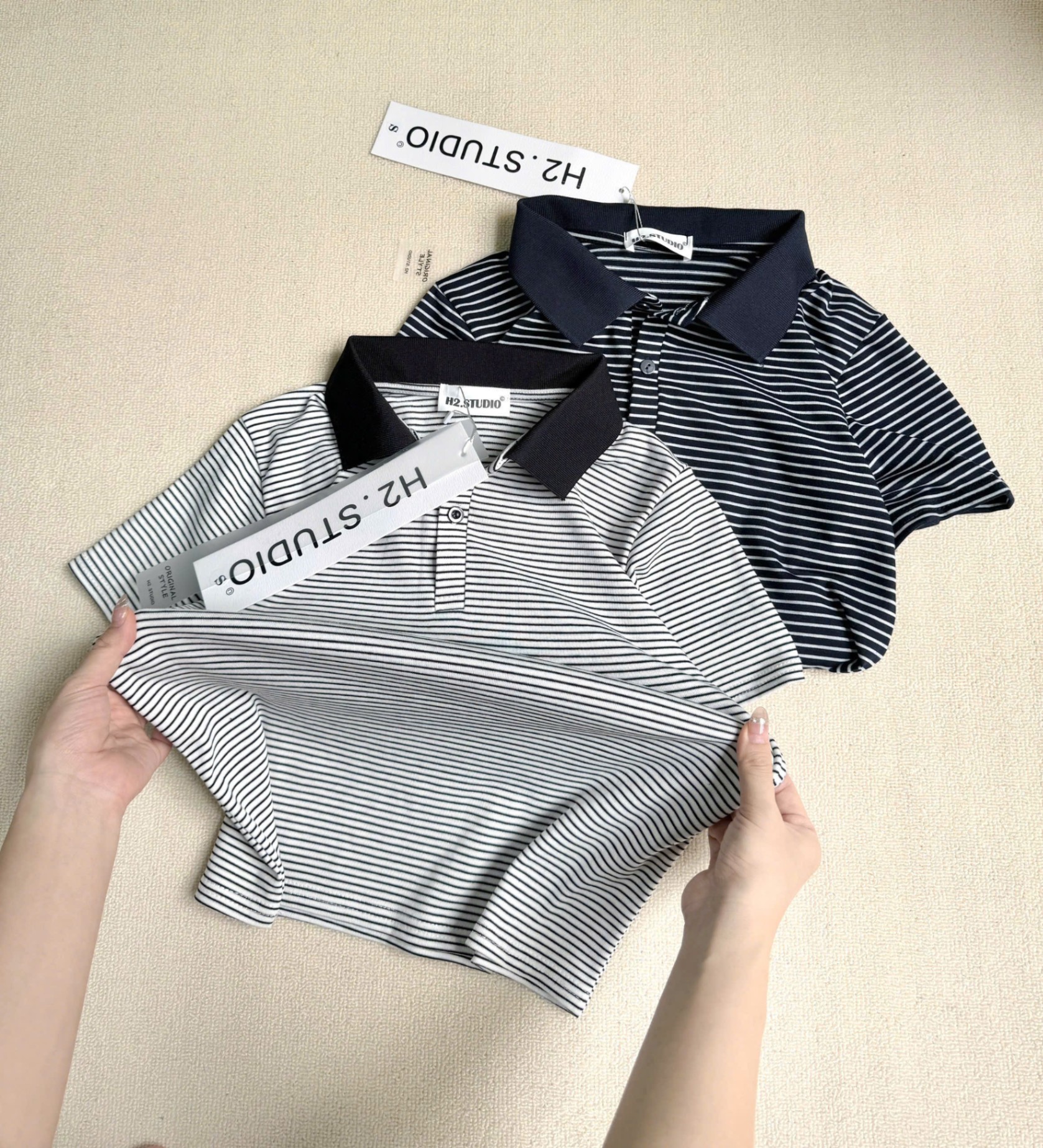ÁO POLO ZIP KẺ 2 TONE MÀU