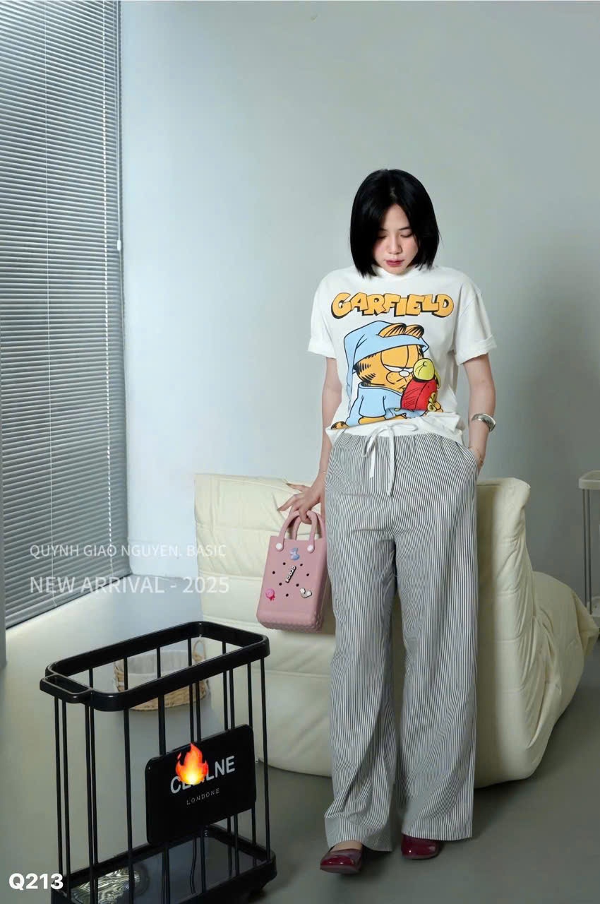 QUẦN SUÔNG KẺ SỌC LINEN CẠP TRẮNG