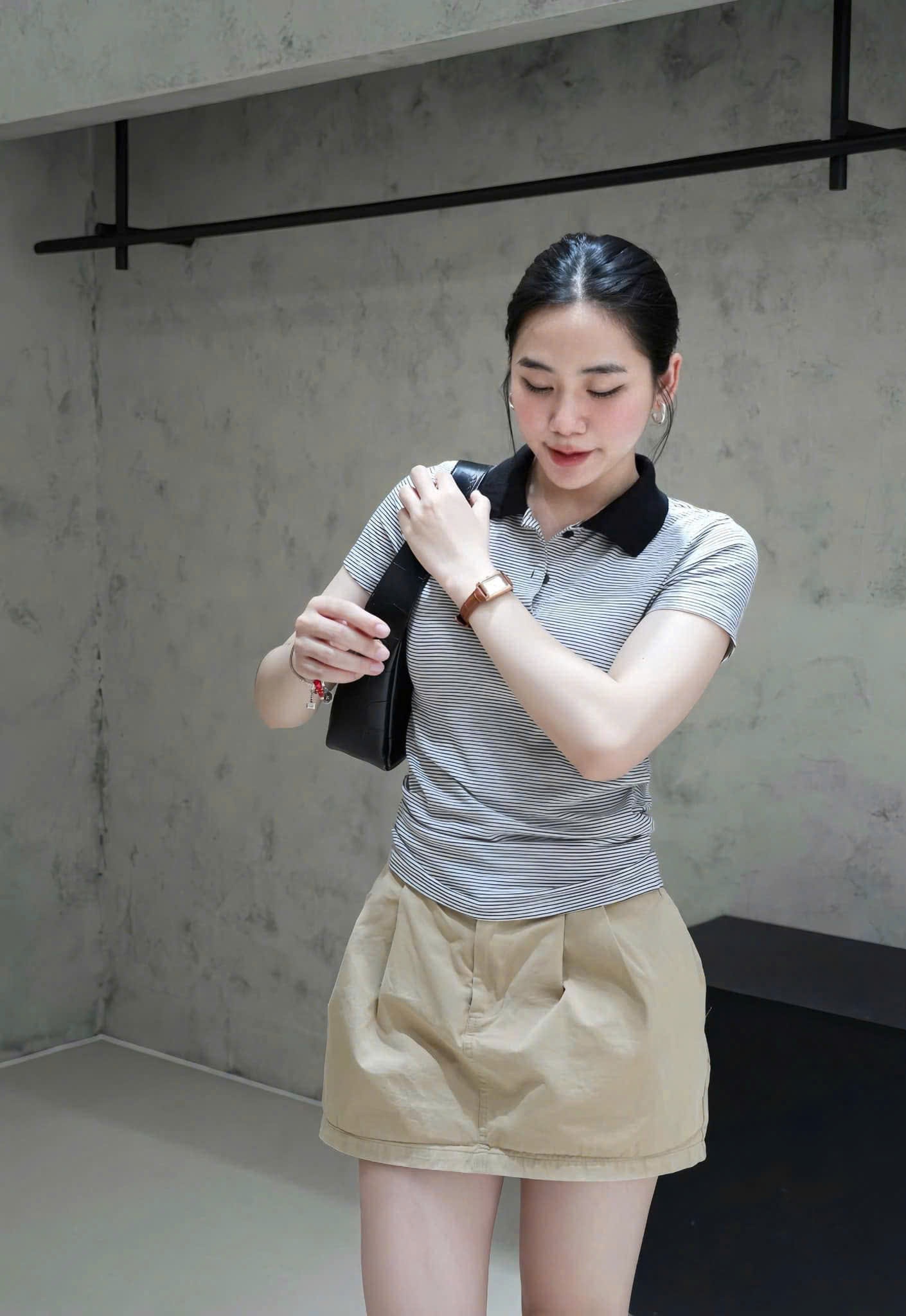 ÁO POLO ZIP KẺ 2 TONE MÀU
