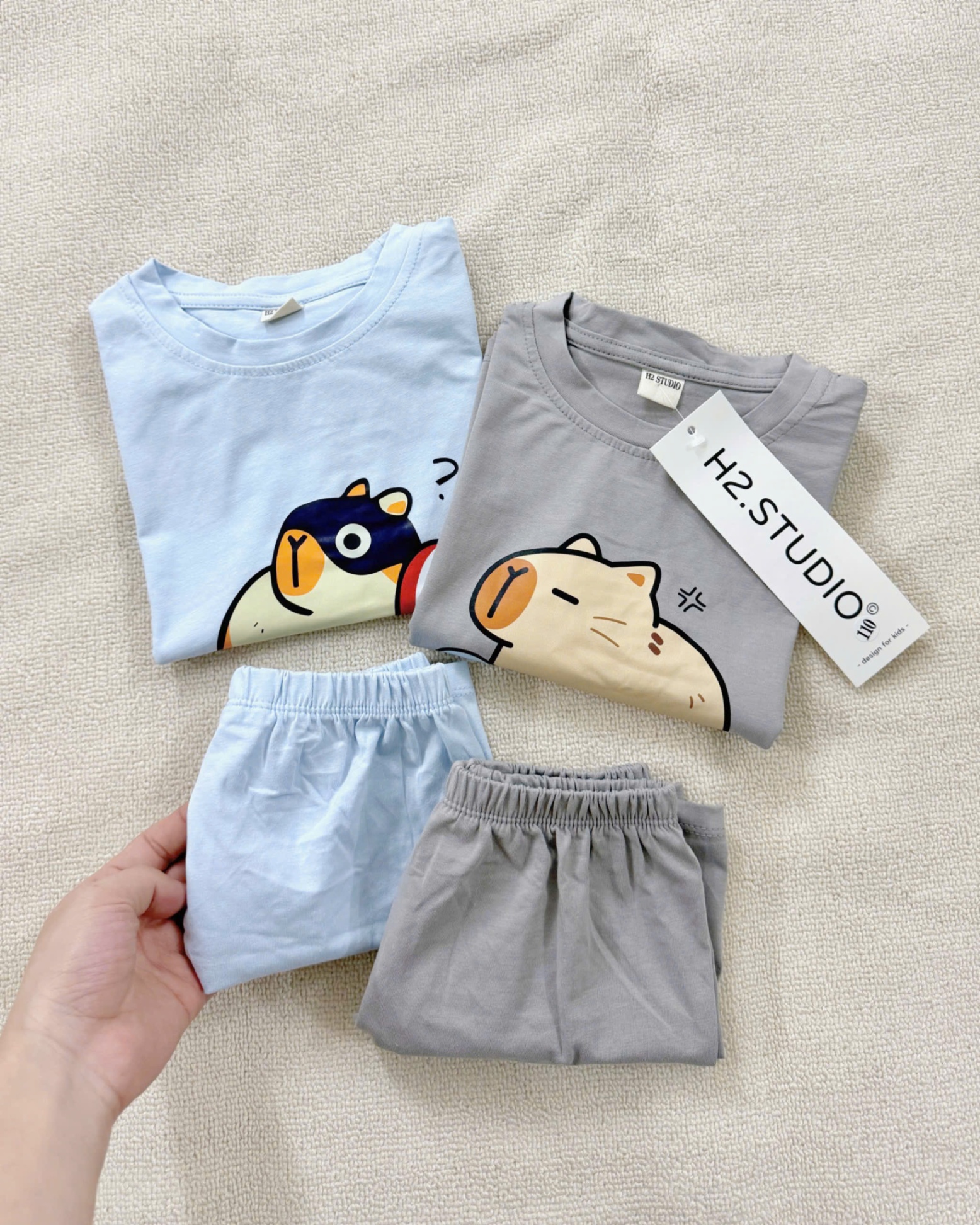 SET 2 BỘ CAPY BARA XANH XÁM CHO BÉ