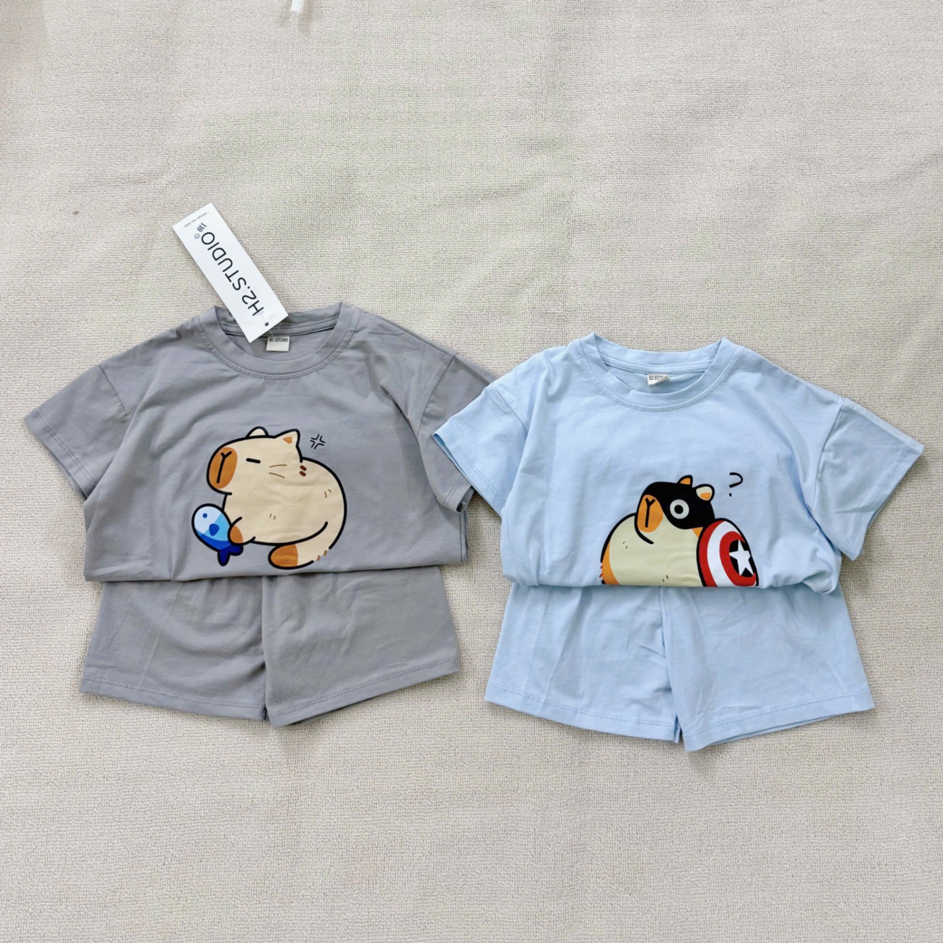 SET 2 BỘ CAPY BARA XANH XÁM CHO BÉ