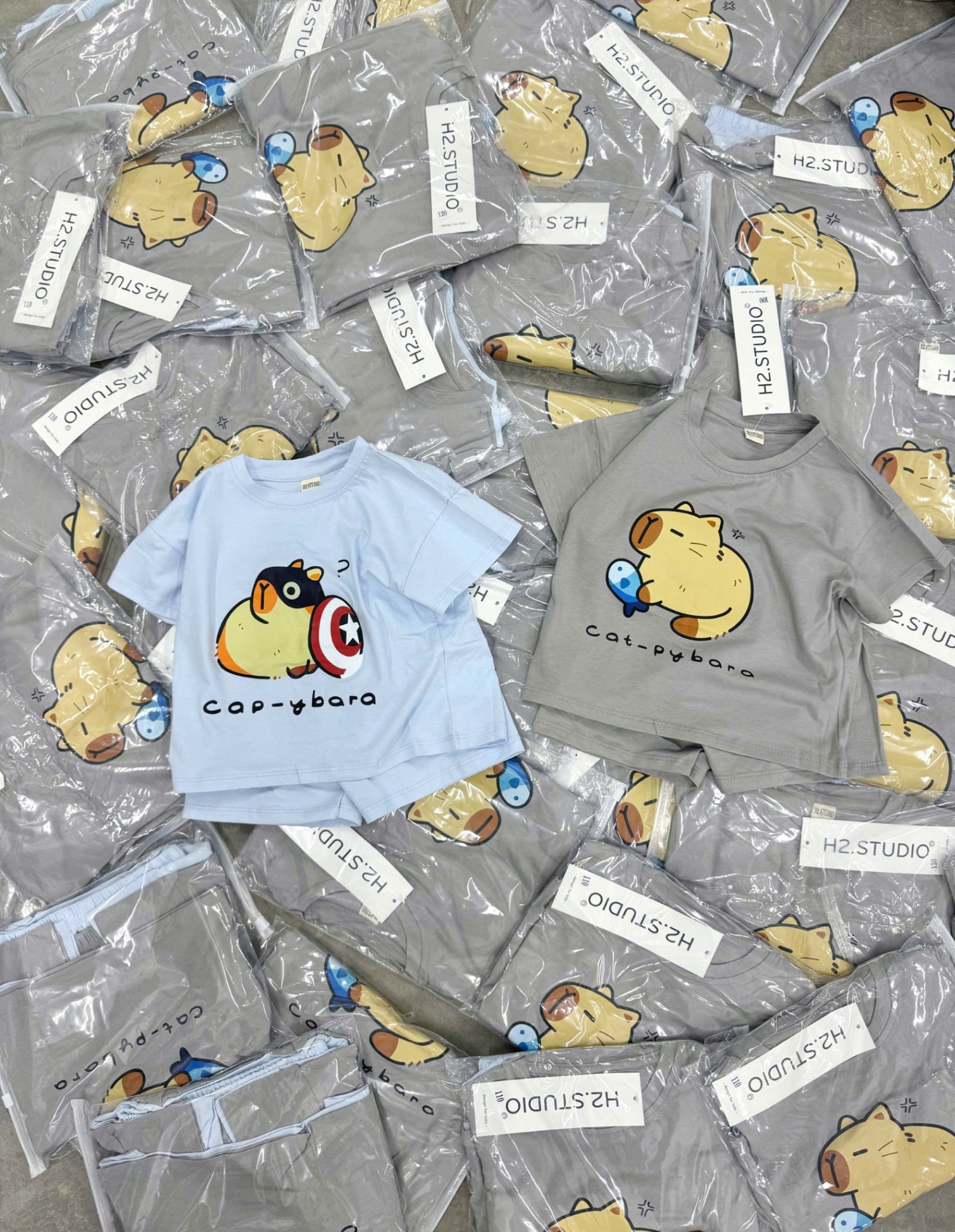 SET 2 BỘ CAPY BARA XANH XÁM CHO BÉ