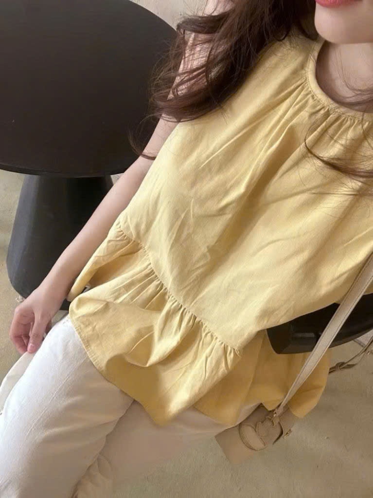 SET THÔ COTTON VÀNG DỊU MIX QUẦN GẤU REN STN51