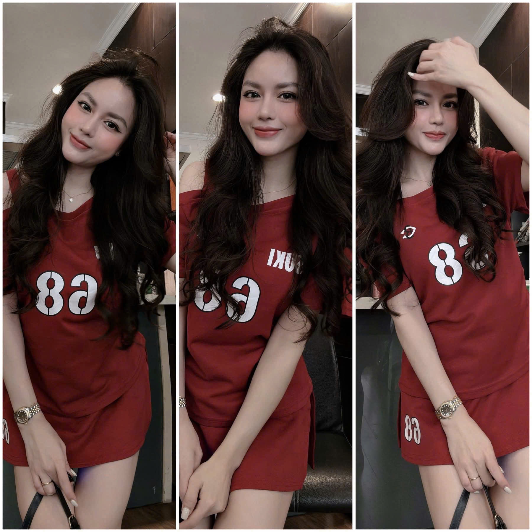 BỘ COTTON NỮ MÀU ĐỎ SỐ 68