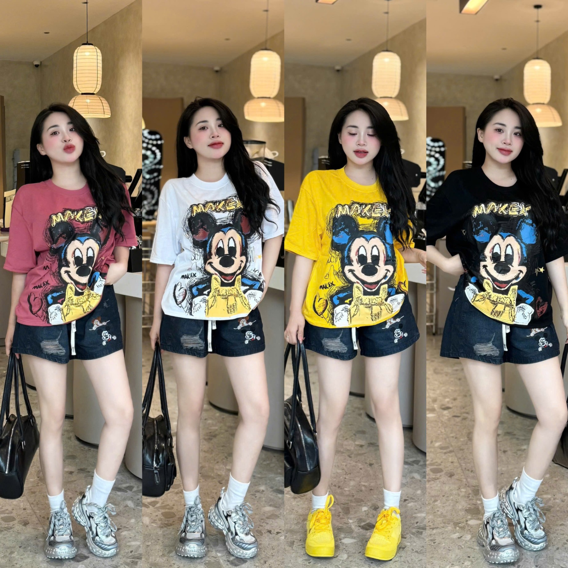 SET NỮ ÁO THUN GIẤY CỘC TAY QUẦN SOOC BÒ NGỐ