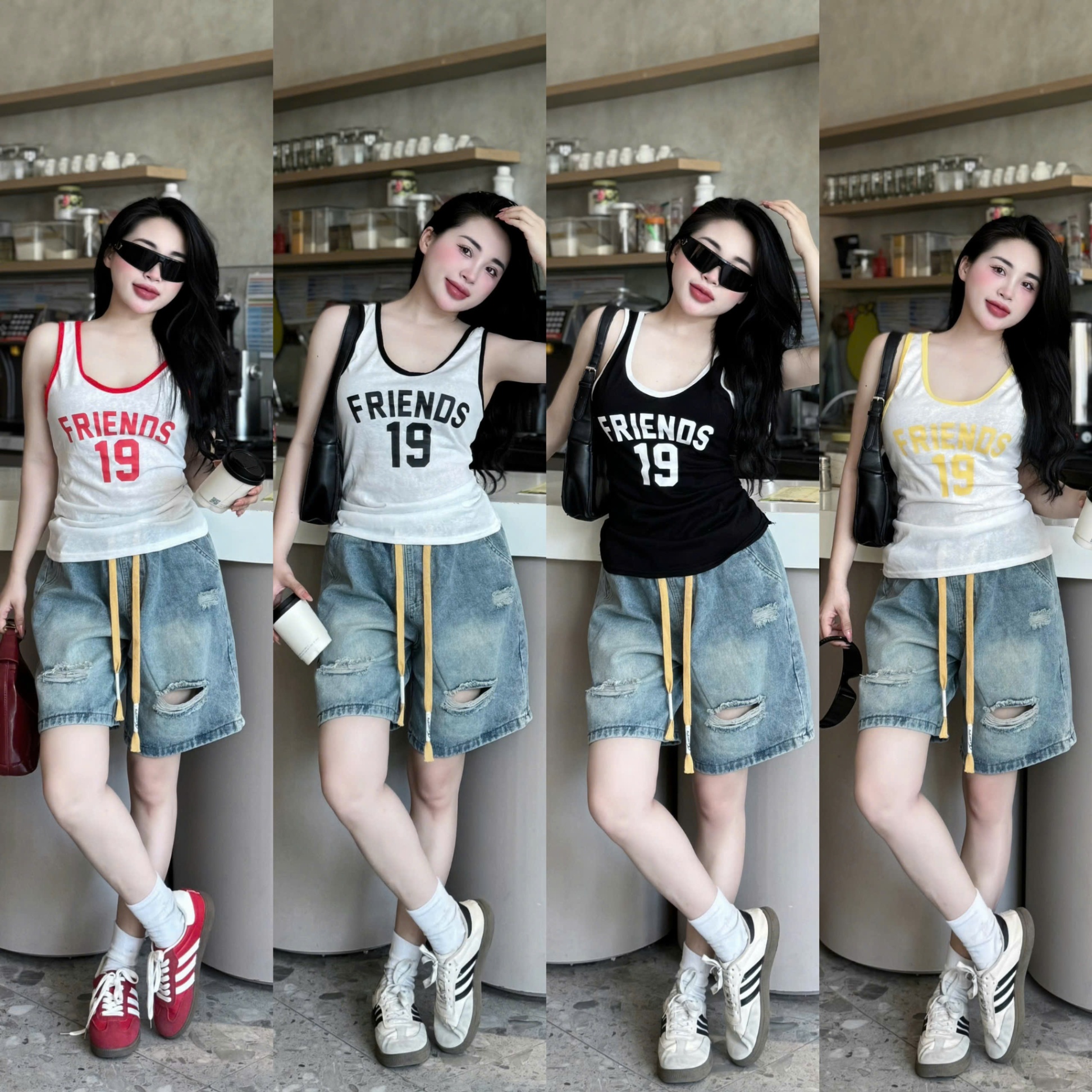 SET ÁO THUN GIẤY SÁT NÁCH QUẦN JEAN CHO NỮ