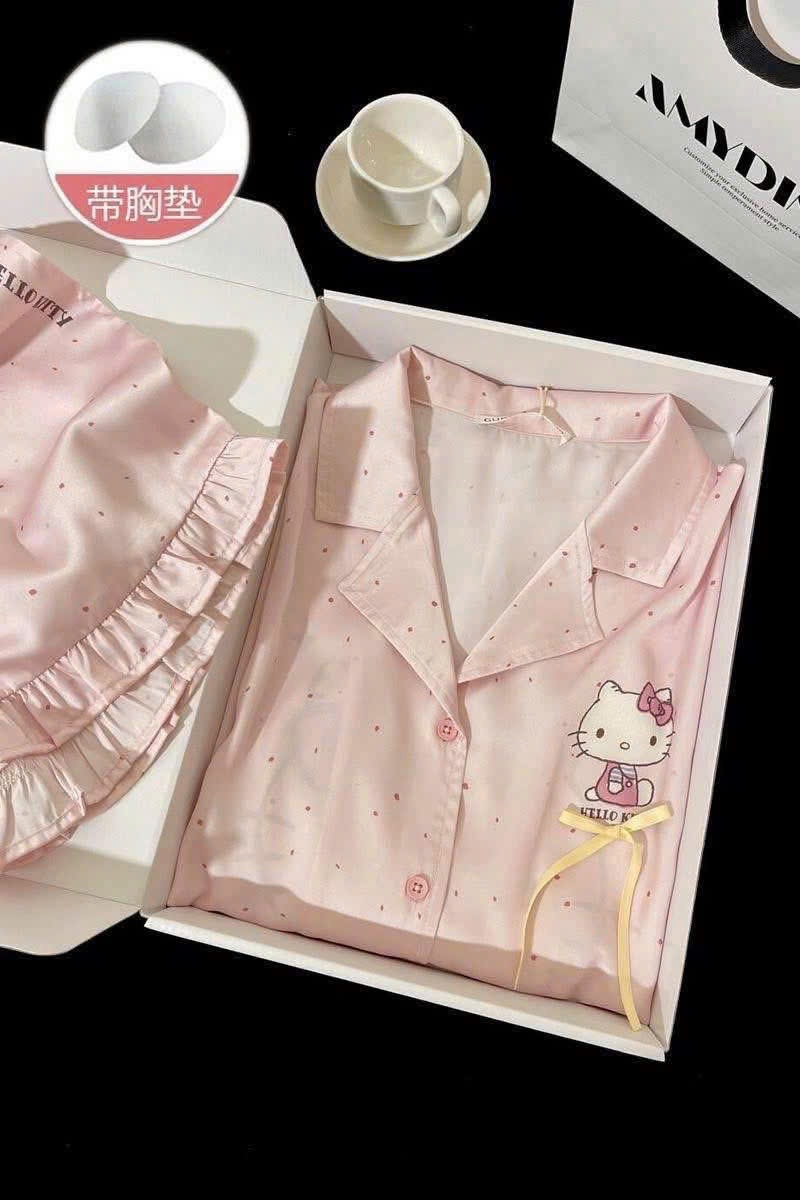 BỘ PIJAMA HELLO KITTY HỒNG QUẦN ĐÙI