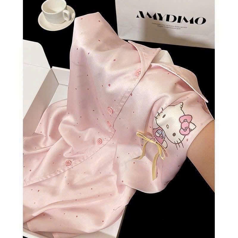 BỘ PIJAMA HELLO KITTY HỒNG QUẦN ĐÙI
