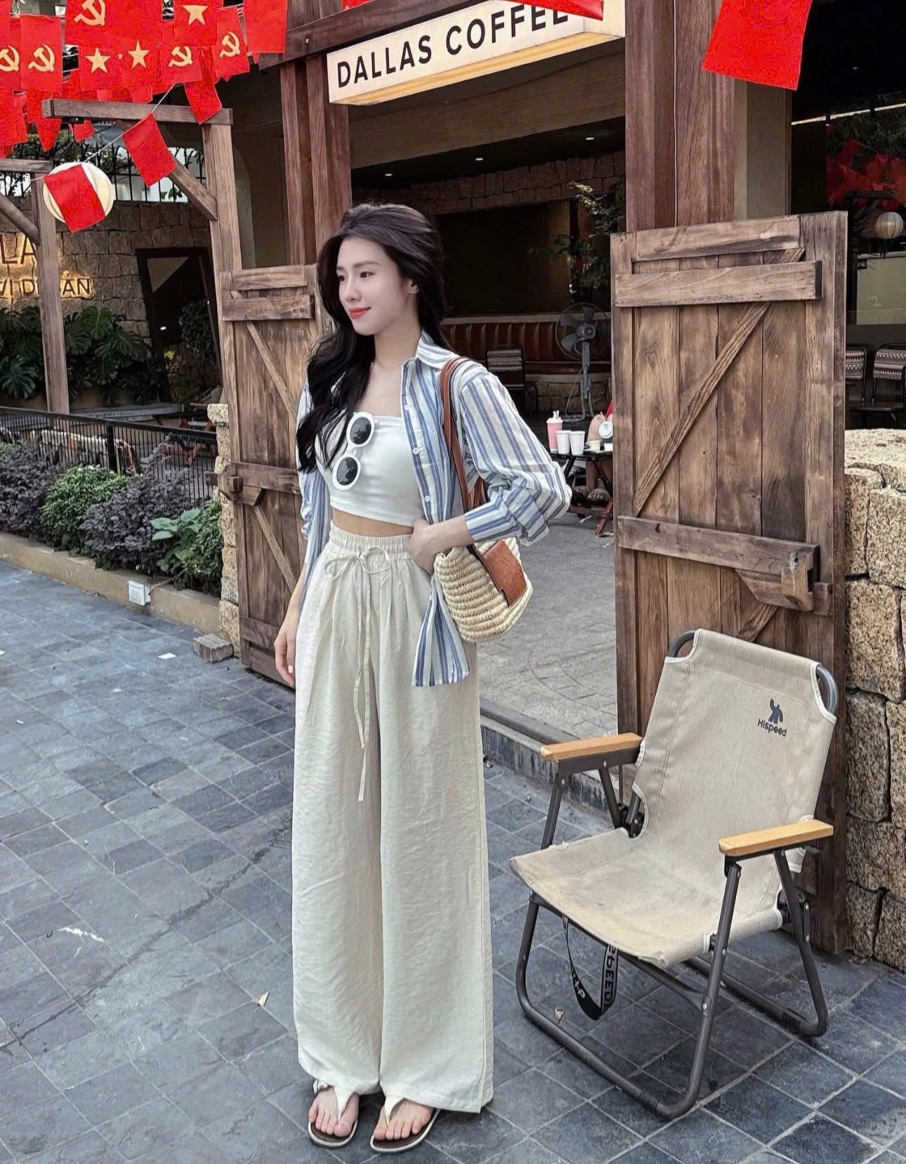 SÉT 3CT SƠ MI KẺ THÊU NGỰA ÁO 2 DÂY QUẦN SUÔNG ĐŨI